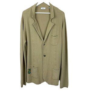 Mark Up Jacket Mens XXXL Tan Knit 2 Button Blazer Cardigan Sweater Pockets Beige